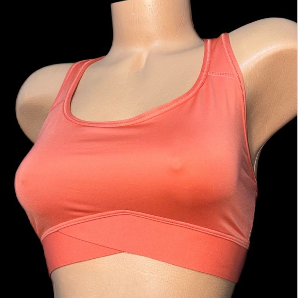 Victorias Secret The Player Unlined Racerback Sport Bra Medium Support orange M